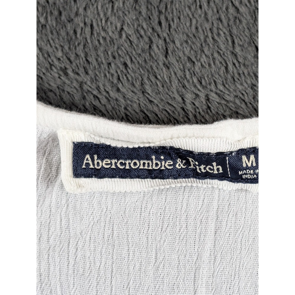 Abercrombie & Fitch White Crinkle Gauze Lace Romper Button Tie Waist Size Medium - Picture 5 of 14